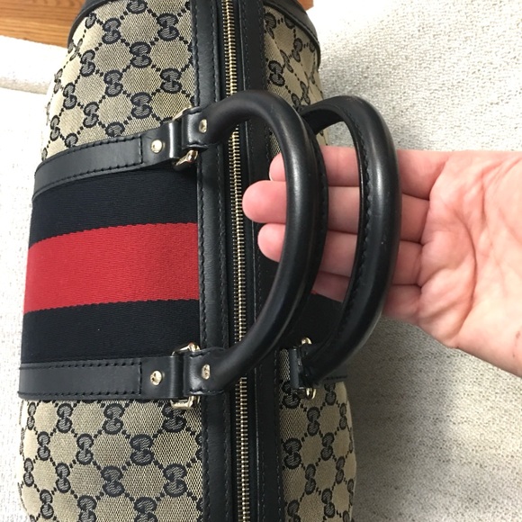 Authentic Gucci Boston satchel bag grey navy - Picture 8 of 16